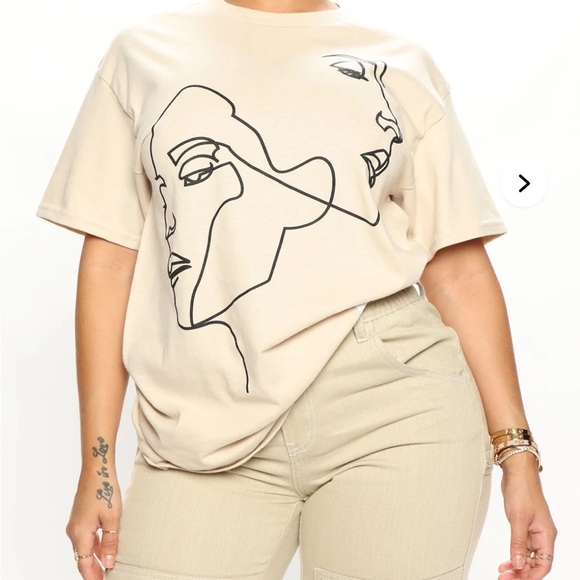 Beige Graphic Women Top - Picture 4 of 4